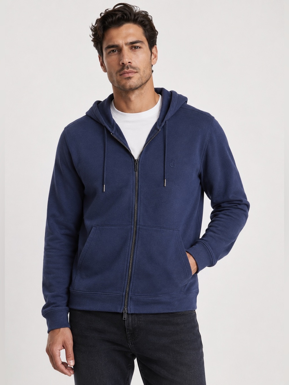 John varvatos cotton double knit zip hoodie
